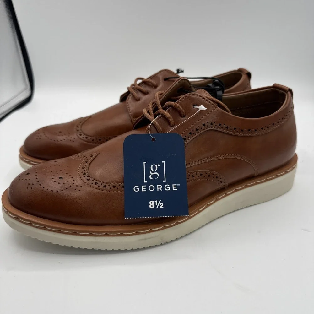 George Jonaah Wingtip Oxford Dress Shoes Size 8.5 Memory Insole True To Size Fit
